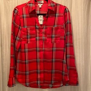 Express portofino red plaid button up